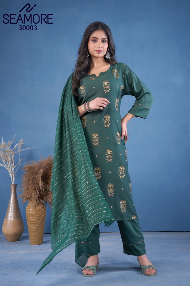 Desilook By Seamore Art Silk Printed Kurti With Bottom Dupatta Wholesale Market In Surat